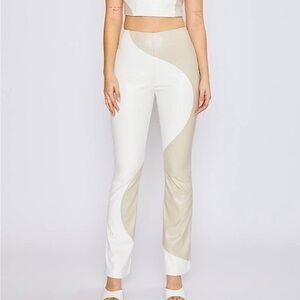 Color-Block Swirl Vegan Leather Pants